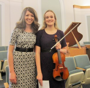 Marin Colby, Southern Utah String Festival Director, with Melissa Carlile at the Gold Cup recital, Cedar City, Utah, undated | Photo by Sara Penny, St. George News