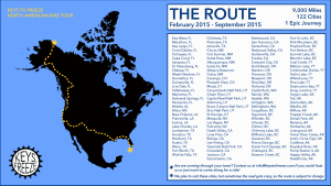 The Keys to Freeze route from Key West, Florida to Deadhorse, Alaska, 2015 | Image courtesy of Keys to Freeze, St. George News