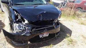 Ericka Reber's totaled Mitsubishi Lancer sits at an impound lot in Hurricane, Utah, April 22, 2015 | Photo courtesy of Ericka Reber, St. George News