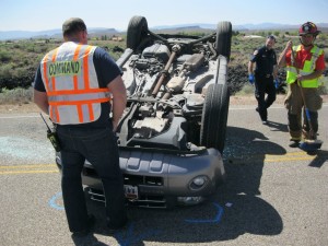 One person receives mild injuries in an SUV rollover on Pioneer Parkway, Santa Clara, Utah, April 3, 2015  | Photo by Ric Wayman, St. George News