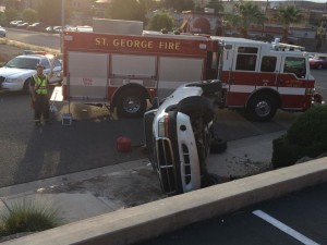 One-vehicle accident near the Courtyard Marriott in St. George, Utah, April 20, 2015 | Photo by Ric Wayman, St. George News