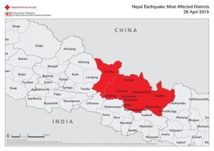 Map of Nepal and surrounding areas, April 25, 2014 | Image courtesy of the Red Cross, St. George News