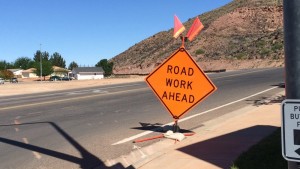 Roadwork sign at the entrance of Indian Hills Drive, St. George, Utah, April 15, 2015 | Photo by Mori Kessler, St. George News