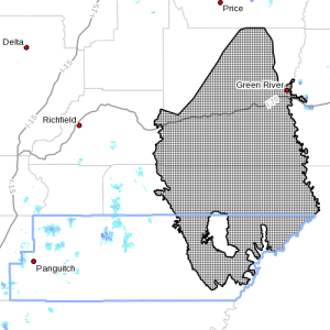  Dots denote areas subject to Hard Freeze warning at 4:05 p.m., Southern Utah, April 8, 2015| Image courtesy of National Weather Service, St. George News