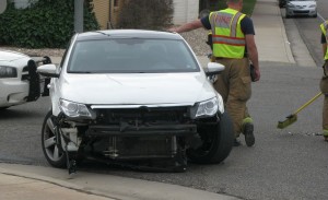 No injuries resulted from an accident on Sunland Drive, St. George, Utah Thursday, May 21, 2015 | Photo by Ric Wayman, St. George News