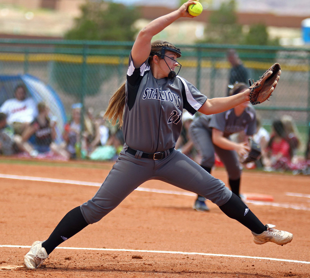 Stallions pitcher Kimbri Herring, Stansbury vs. Bear River, 3A State Softball Championship Game, St. George, Utah, May 16, 2015 | Photo by Robert Hoppie, ASPpix.com, St. George News