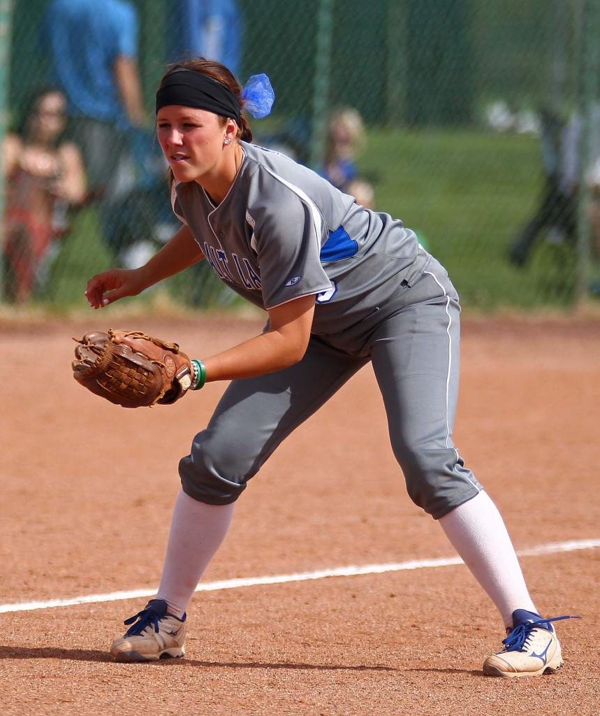 Former Pine View Panther and current SLCC Bruin Kirsten Anderson, NJCAA Division I National Championship Softball Tournament, St. George, Utah, May 13, 2015 | Photo by Robert Hoppie, ASPpix.com, St. George News