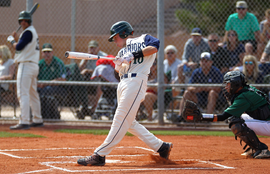 Austin Deming (10) at the plate for the Warriors, Snow Canyon vs. Payson, Baseball, St. George, Utah, May 14, 2015 | Photo by Robert Hoppie, ASPpix.com, St. George News