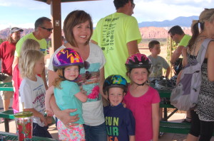 The Conover family receives new bike helmets at the Santa Clara Bike Fest and Road Respect Tour held at Gubler Park, Santa Clara, Utah, May 28, 2015 | Photo by Hollie Reina, St. George News