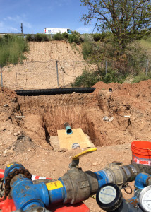 Insituform Technologies LLC intalls a liner into the broken water pipe that carries drinking water from the east side of Cedar City to the west, 400 North and Interstate 15, Cedar City, Utah, May 13, 2015 | Photo by Carin Miller, St. George News 