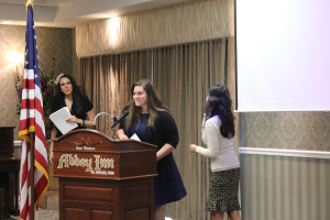 Maegan Pato, a Dixie State University student, accepts a scholarship at the Utah Business Women's luncheon, St. George, Utah, May 12, 2015 | Photo by Nataly Burdick, St. George News