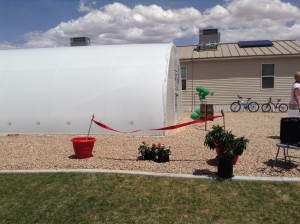 A red ribbon waits to be cut at the official opening of the new greenhouse at Crimson View Elementary, St. George, Utah, May 13, 2015 | Photo by Hollie Reina, St. George News