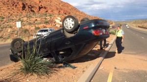 Aftermath of a rollover on Red Hills Parkway, St. George, Utah, May 15, 2015 | Photo by Mori Kessler, St. George News