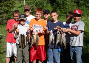 Scouts showing the trout they have caught, location and date unspecified | Photo courtesy of Division of Wildlife Resources, St. George News