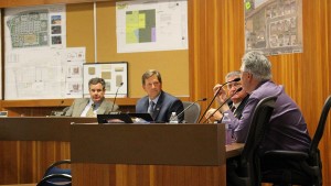 (L-R) St. George Mayor Jon Pike, Councilman Gil Almquist, Councilman Joe Bowcutt, City Manager Gary Eslpin, St. George, Utah, May 21, 2015 | Photo by Mori Kessler, St. George News