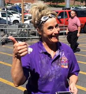 Store Manager Tiffany Sorensen after her turn getting hit by a pie to raise money for Primary Children's Hospital at Smith's Market, St. George, Utah, May 16, 2015  | Photo by Ric Wayman, St. George News