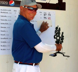 Texan Jim Wilson holds his trophy after winning the Mesquite Amateur golf tournament, Mesquite, Nevada, Friday, May 29, 2015 | Photo by Ric Wayman, St. George News