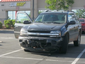 One woman was injured in a two-vehicle collision on River Road, St. George, Utah, June 7, 2015 | Photo by Ric Wayman, St. George News