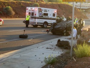 No injuries were reported in an early morning accident on Red Hills Parkway, St. George, Utah, June 13, 2015 | Photo by Ric Wayman, St. George News