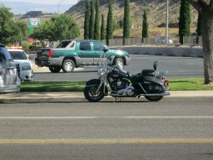 A motorcycle received minor damage in an accident on North Bluff Street, St. George, Utah, June 18, 2015 | Photo by Ric Wayman, St. George News