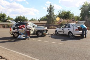 A two-car collision caused traffic to be rerouted on Dixie Downs Drive, St. George, Utah, June 7, 2015 | Photo by Jessica Tempfer, St. George News