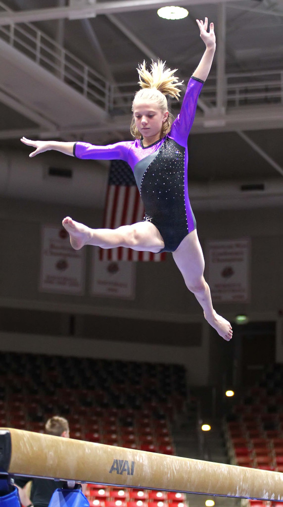 Madi Giles on the balance beam, Utah Summer Games, Gymnastics, Cedar City, Utah, June 13, 2015, | Photo by Robert Hoppie, ASPpix.com, St. George News