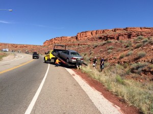 Honda Accord ran off road due to drowsy driving|Photo courtesy Jessica Tempfer, St George News.