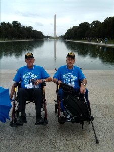 Floyd and Phillip Robison view sit in front of the Washington Monument, District of Columbia, 2014 | Photo courtesy of Dennis Robison, St. George News