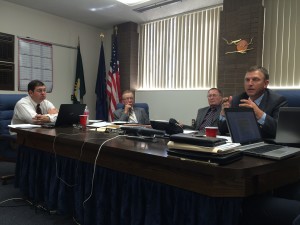 Iron County Commissioner David Miller responds to greivances about the new zoning plan, Commission Chambers, Parowan, Utah, June 8, 2015 | Photo by Carin Miller, St. George News