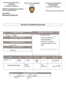 Example of fraudulent parking tickets being circulated in St. George, Utah | Image courtesy of St. George Police Department, St. George News 