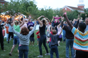 Children and adults dance during a "Sunset on the Square" event, St. George, Utah, undated | Photo courtesy of Dawn McLain, St. George News