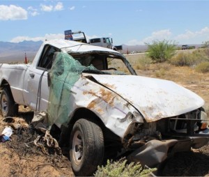 Fatal rollover near Mesquite, Nevada, June 6, 2015 | Photo courtesy of Nevada Highway Patrol, St. George News