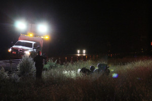 A man was taken to the hospital in critical condition after crashing his bike on Interstate 15, New Harmony, Utah, June 26, 2015 | Photo by Nataly Burdick, St. George News