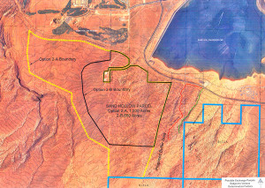 Map of an area proposed for exchange in Sand Mountain Recreation Area, presented to the HCP committee meeting June 23, 2015 | St. George News