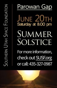 "Summer Solstice" event flyer | Image courtesy of the Southern Utah Space Foundation.