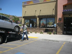 A car runs into Taco Bell on St. George Boulevard, St. George, Utah, July 17, 2015 | Photo by Ric Wayman, St. George News