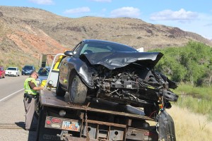 Two people were injured in head-on collision on SR-9 just outside of Zion National Park, Virgin, Utah, July 19, 2015 | Photo by Ric Wayman, St. George News