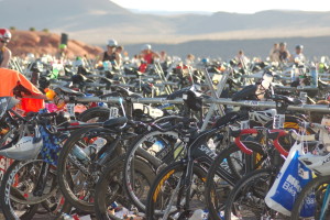 Bike transition zone of the Ironman 70.3 St. George, Sand Hollow Reservoir, Hurricane, Utah, May 2, 2015 | Photo by Hollie Reina, St. George News