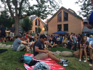 Crowds enjoy the courtyard turned Jazz garden at "George Streetfest" in Ancestor Square, St. George, Utah, July 3, 2015 | Photo by Hollie Reina, St. George News