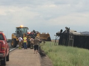 Semitrailer involved in a vehicle fire on northbound I-15 at milepost 48, Kanarravile, Utah, July 3, 2015 | Photo by Carin Miller, St. George News