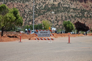 Multiple roads are closed while a wall is built around the Leroy S. Johnson Meeting House, Colorado City, Arizona, July 2, 2015 | Photo by Nataly Burdick, St. George News