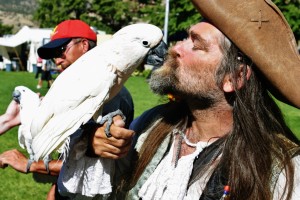 Performer Delbert Cummens, of Cedar City, and his parrot Sonny, Cedar City, Utah, July 12, 2014 | Photo by Cami Cox Jim, St. George News