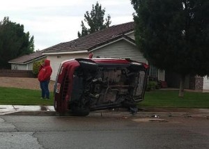 Aftermath of a collision on 360 North off Valley View Drive. No injuries were reported, St. George, Utah, July 7, 2015 | Photo Courtesy of Judith Cooley, St. George News