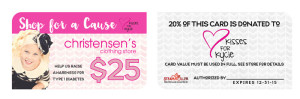 Example of the gift card sold for the Kisses at the Kycie fundraiser to be held at Christensen's Department Stores | Photo courtesy of Christensen's Department Store, St. George News