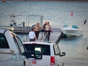 Authorities remove the body of a 26-year-old drowning victim at Sand Hollow State Park, Hurricane, Utah, July 22, 2015 | Photo by Kimberly Scott, St. George News
