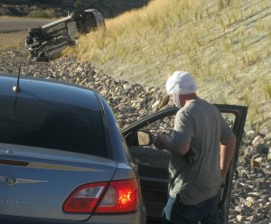 A rollover accident on SR-17 left the driver with minor head injuries, Toquerville, Utah, July 25, 2015 | Photo by Ric Wayman, St. George News