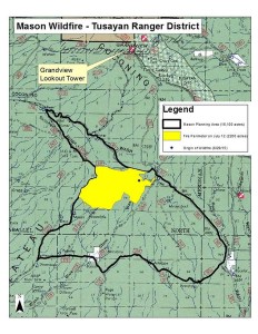 Map showing the fire burn area of the combined Mason and Old Fires in Arizona, Tusayan, Arizona, July 12, 2015 | Graphic courtesy of U.S. Forest Service, St. George News