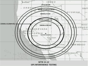 Map shows the areas expected to be affected by GPS testing. July 10, 2015 | Graphic courtesy of Federal Aviation Administration, St. George News