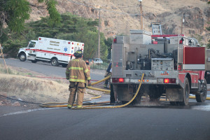 Firefighters put out a fire on 180 West, Hurricane, Utah, July 15, 2015 | Photo by Nataly Burdick, St. George News