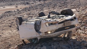 Drowsy driving is suspected to be a factor in a rollover on northbound I-15 near Exit 2 in St. George, Utah, July 26, 2015 | Photo by Mori Kessler, St. George News